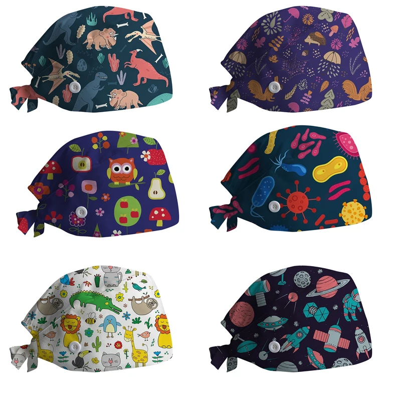 Top Trends: 2023 Christmas Print Headwear Pet Shop Party Birthday New Year Sweatband Scrub Cap Breathable Cotton Nurse Doctors Work Headband Shoppable Styles