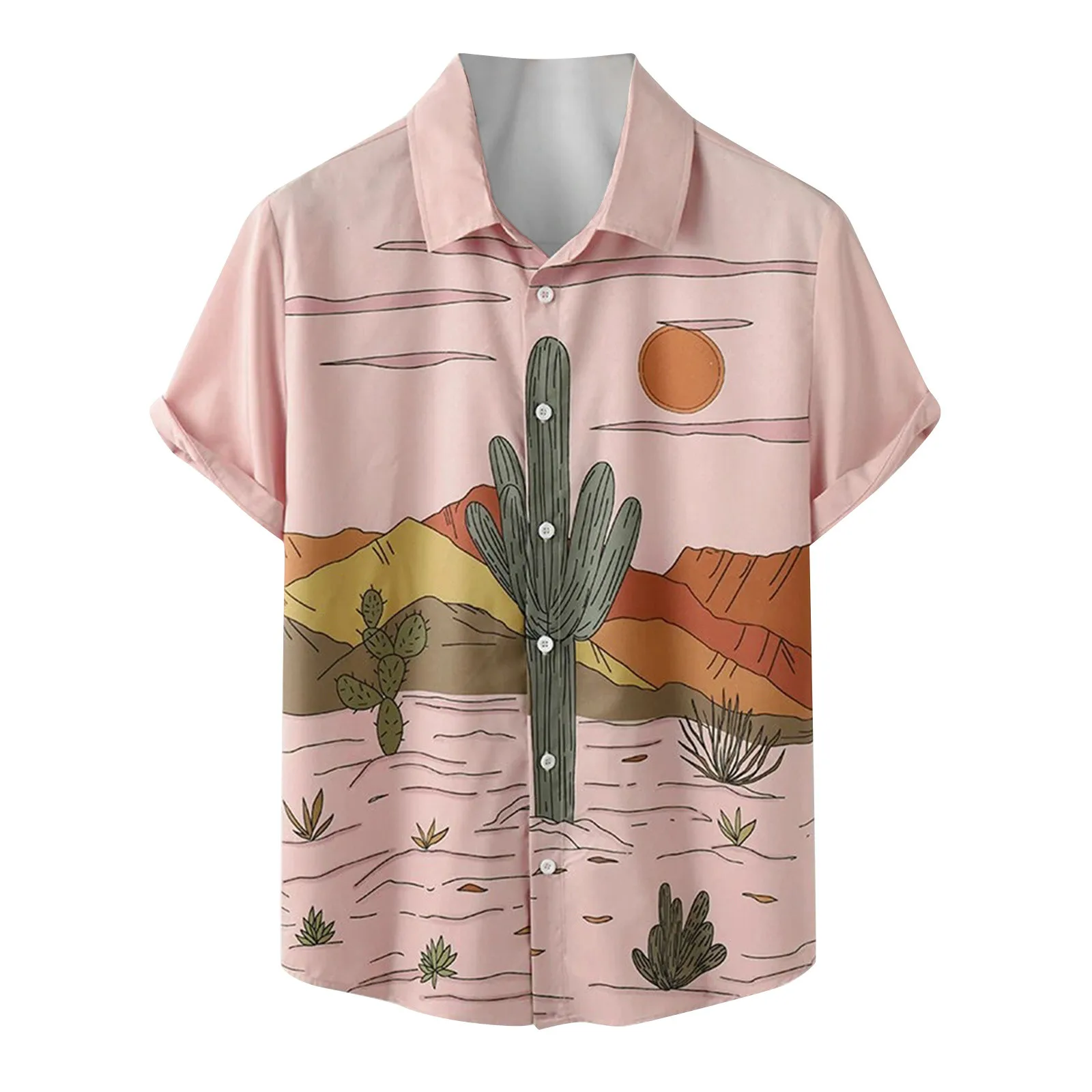 Top Trends: 2023 Summer Hawaiian Shirt Designer Men Cactus Desert Landscape Print Shirts Tropical Plant Short Sleeve Blouse Vintage Camisas Shoppable Styles - Image 2