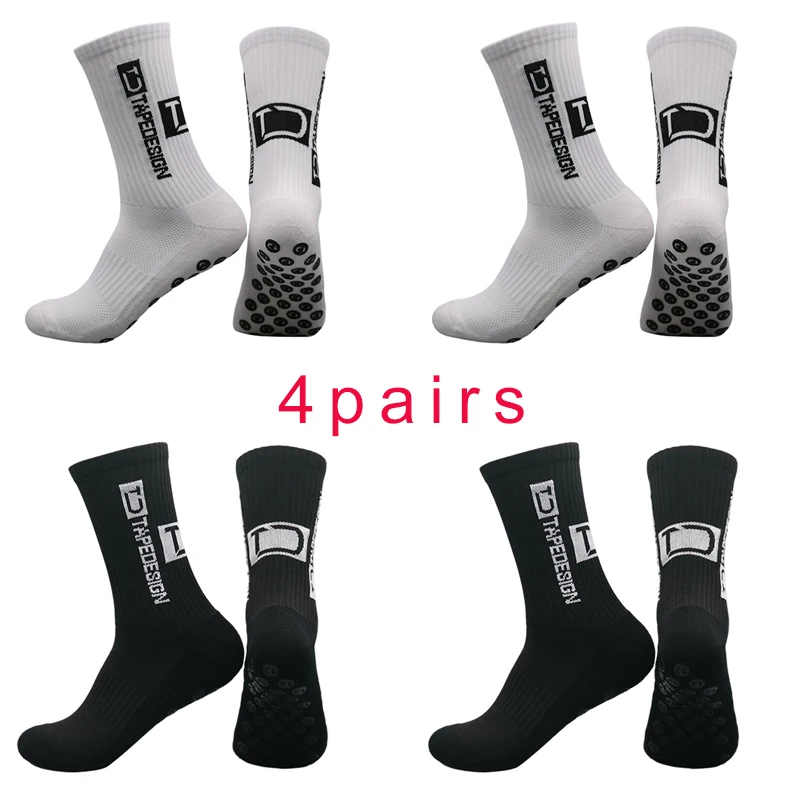 Top Trends: 4Pairs / Lot 2023 New ANTI SLIP Tapedesign Football Socks Mid Calf Non-Slip Soccer Sport Cycling Sports Mens Sock EU38-45 Shoppable Styles