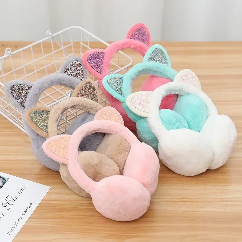 Top Trends: New Lovely Winter Warm Cat Ear Warmers Glitter Ears Plush Earmuffs For Women Playful Girls Ear Muffs Cold Protection Warm Hot Shoppable Styles