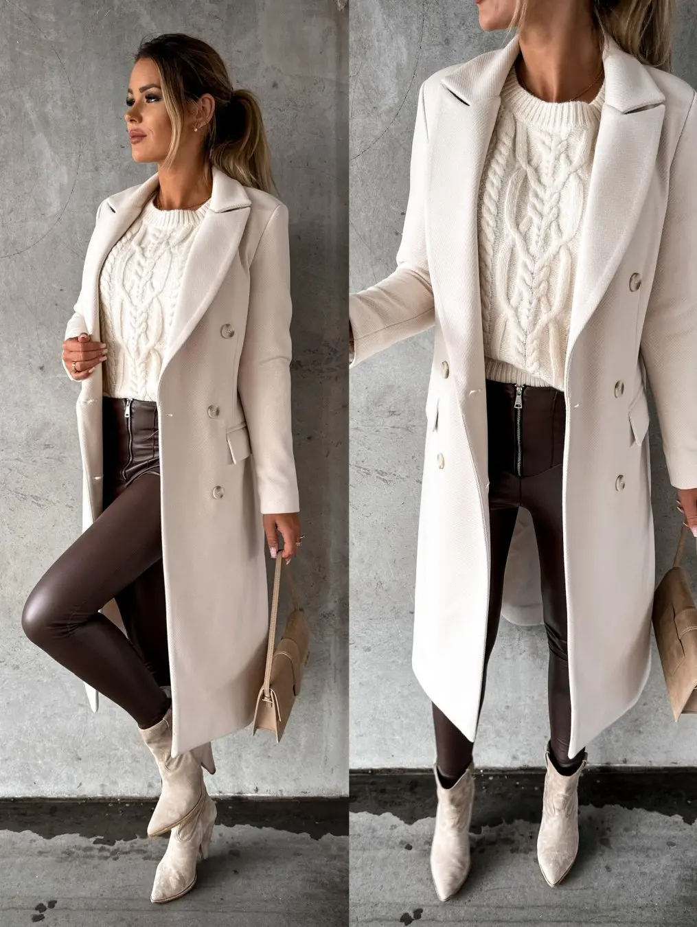 Top Trends: Fashion Simple Long Sleeved Double Row Button Woolen Coat In Autumn And Winter Of 2023 Female Casual Temperament Commuting Style Shoppable Styles