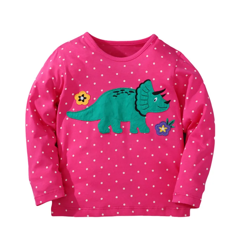 Top Trends: Jumping Meters New Arrival Autumn Spring Dinosaur Embroidery Hot Selling Toddler Kids Tees Tops Fashion Baby Girls Costume Shoppable Styles