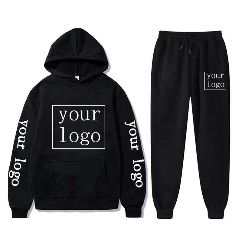 Top Trends: Custom Logo Casual Tracksuit Men Sets Hoodies Pants 2 Piece Sets Sweatshirt Outfit Sportswear Personalized Suit Unisex Clothing Shoppable Styles