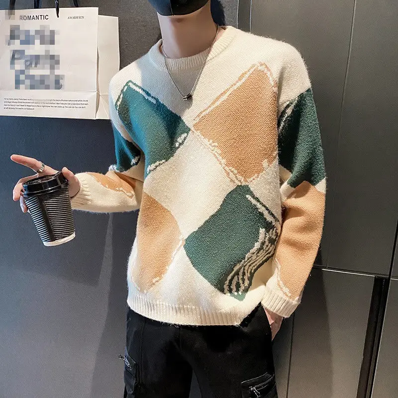 Top Trends: Fashion O-Neck Color Knitted Loose Casual Color Sweaters Men&#039;s Clothing 2023 Winter Oversized All-match Pullovers Korean Tops Shoppable Styles