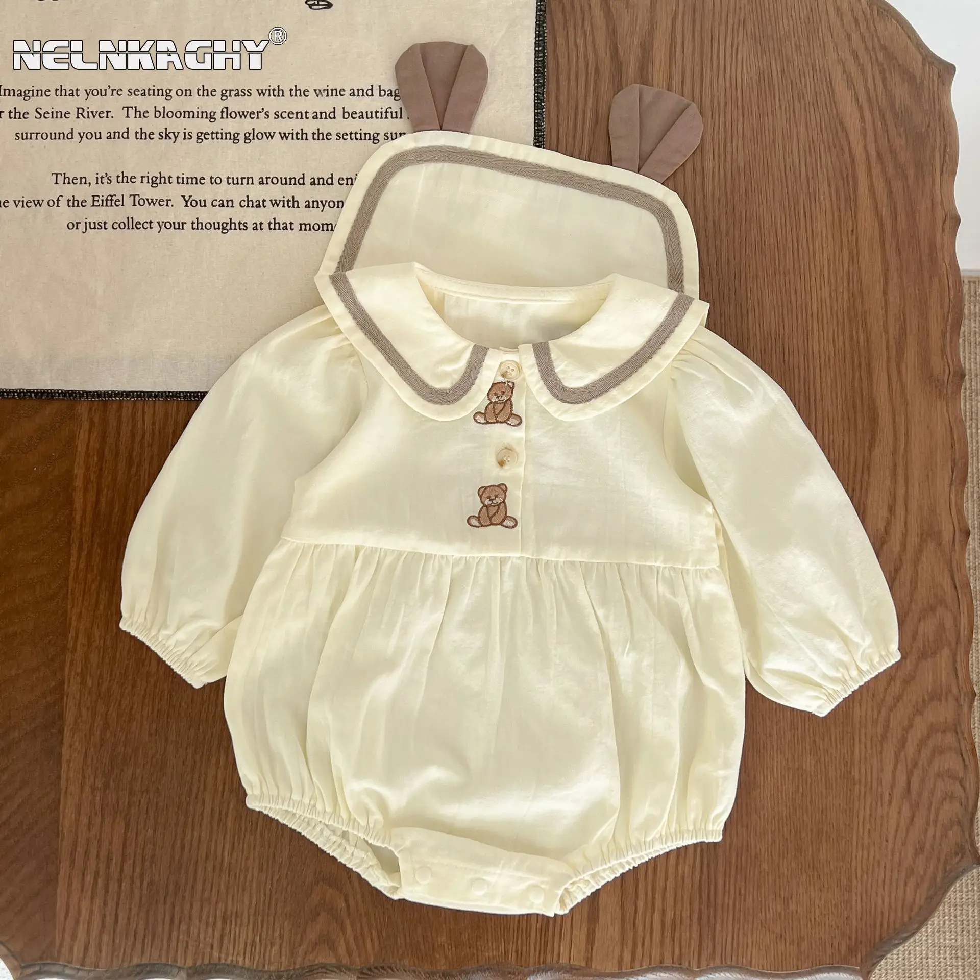 Top Trends: 2023 Autumn Newborn Baby Girls Full Sleeve Crtoon Bear Peter Pan Collar One-piece Infant Kids Jumpsuits Toddler Bodysuits 0-3Y Shoppable Styles