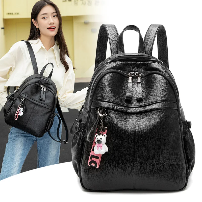 Top Trends: Genuine Leather Fashion Women&#039;s Backpack Women&#039;s Leisure Travel Backpack Large Capacity Feminina School Bag Shoppable Styles