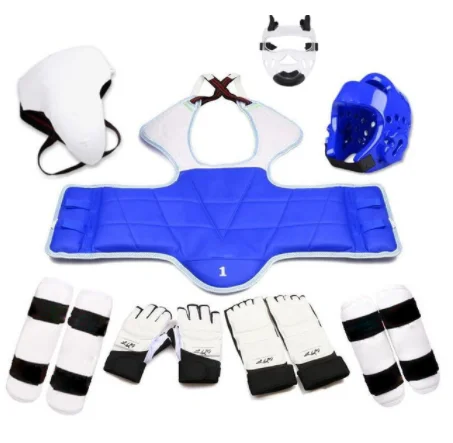 Top Trends: Eight-piece Set Taekwondo Equipment Helmet Kickboxing Armor Guantes De Boxeo WTF Foot Gloves Game Equipment Capacete Shoppable Styles