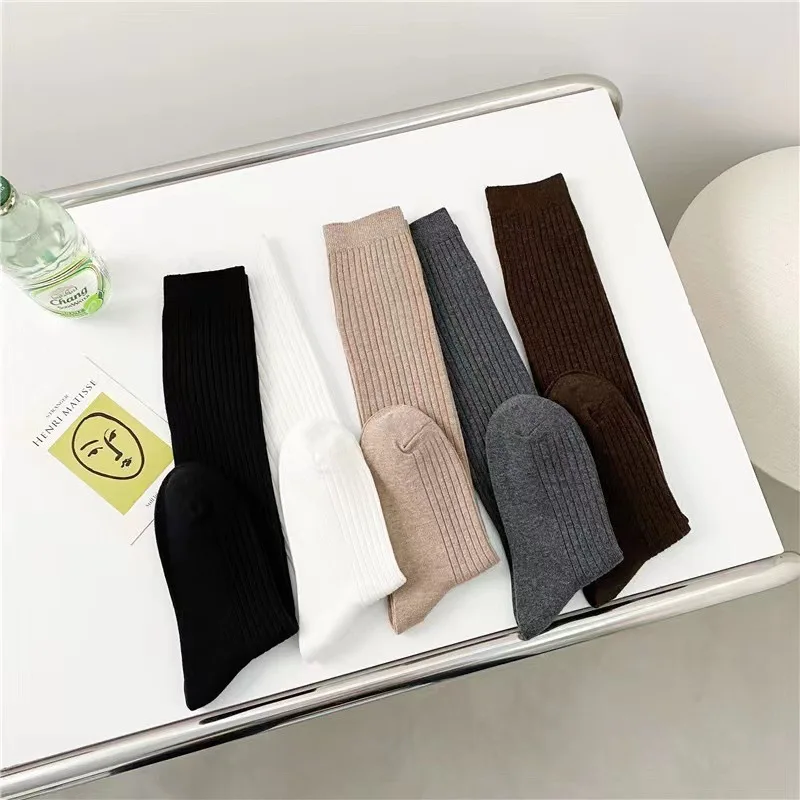 Top Trends: Autumn And Winter Thick Needle Calf Socks Women&#039;s Ins Trendy Knee Length Socks Solid Color Socks Cotton Autumn Versatile Socks Shoppable Styles