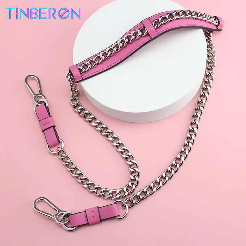 Top Trends: TINBERON Bag Chain Strap With Leather Shoulder Pad Silver Metal Chain Strap Women Handbags Handle Chain Strap Shoulder Bag Strap Shoppable Styles