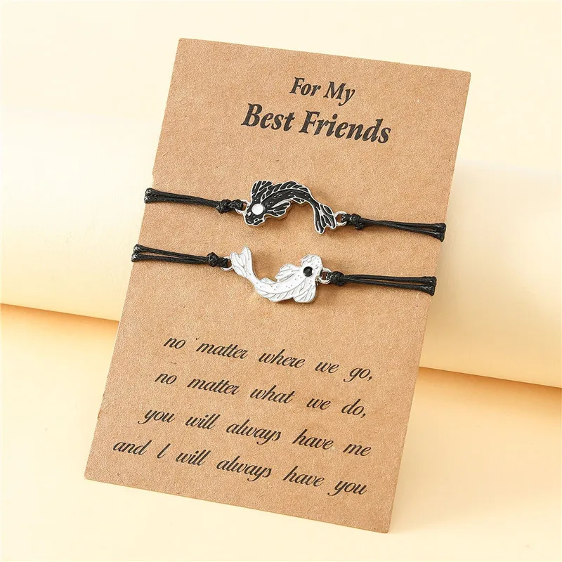 Top Trends: Yin Yang Tai Chi Fish Bracelet For Women Men Fashion National Dripping Oil Friendship Couple Bracelets Jewelry Gift Wholesale Shoppable Styles