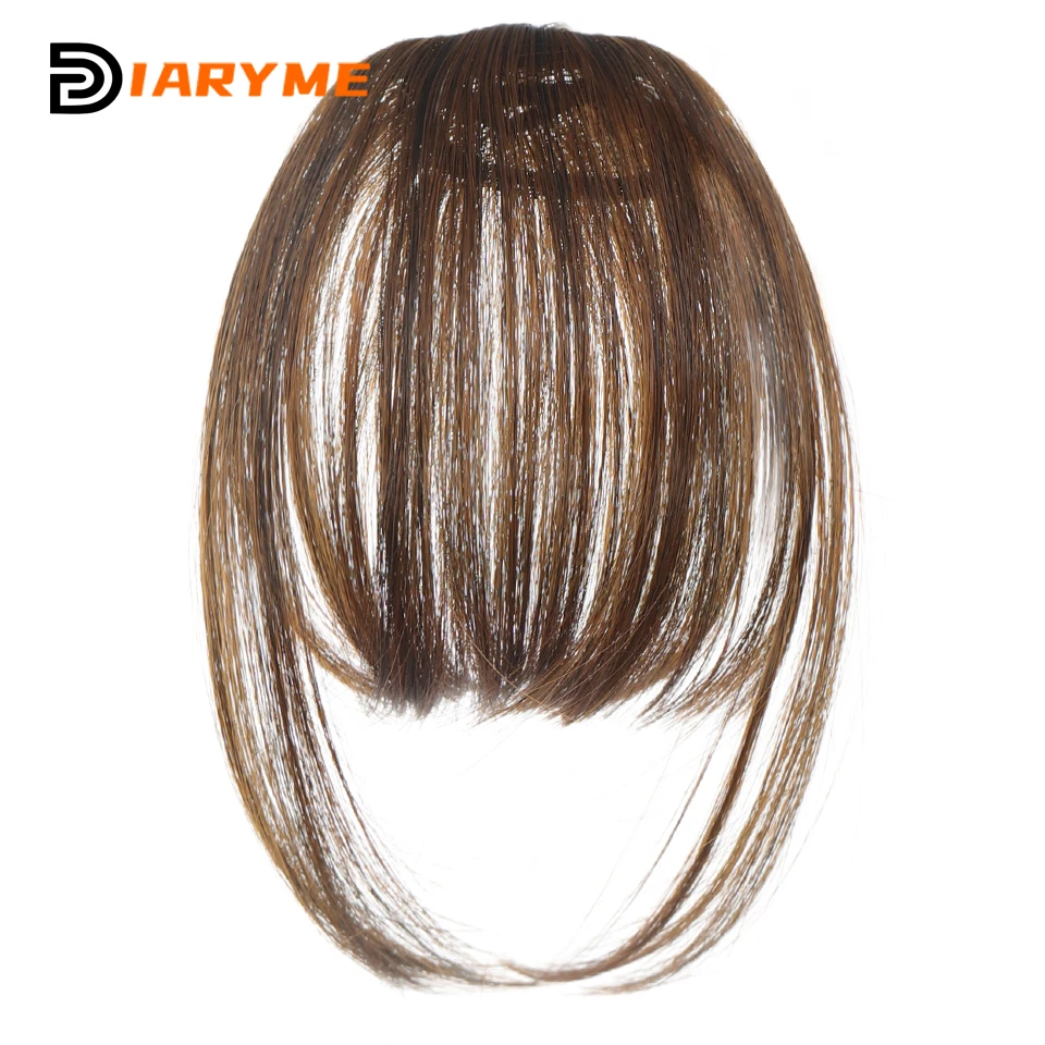 Top Trends: Straight Clip In Fringe Bangs Synthetic Fiber Light Brown Black Air Bangs Hair Extension Natural Hair Bangs For Women False Bang Shoppable Styles - Image 4