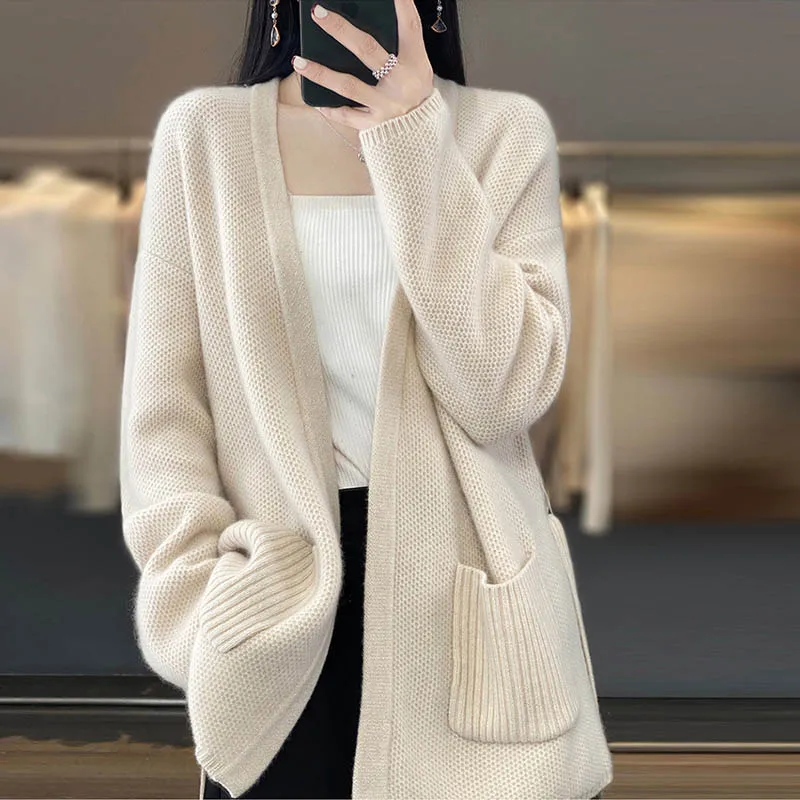 Top Trends: Autumn Winter Sweater Cardigan Women Belt Loose Lazy Style Wool Knitted Coats Female Solid Simple Soft Fashion Knitwear Tunics Shoppable Styles