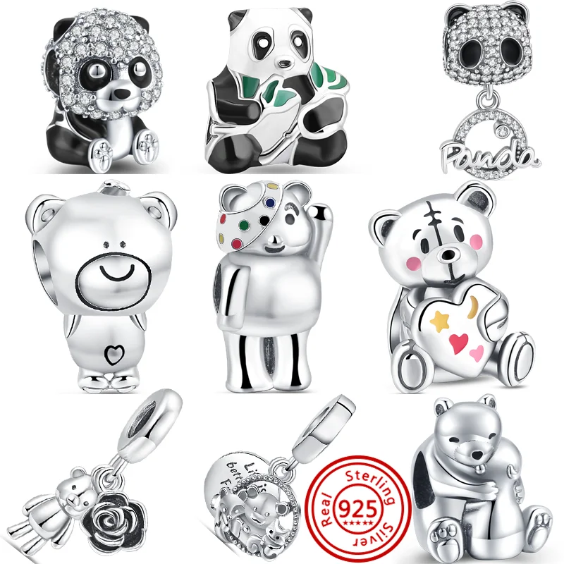 Top Trends: Fit Original Pandora Charms Bracelet Women DIY Making Jewelry Gifts 2023 New 925 Sterling Silver Panda Bear Series Fashion Beads Shoppable Styles