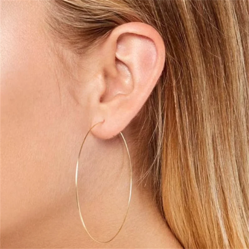 Top Trends: 8 Size Thin Hoop Earrings Handmade Jewelry 925 Silver / Gold Filled Brincos Vintage Gold Pendientes Oorbellen Earrinngs For Women Shoppable Styles