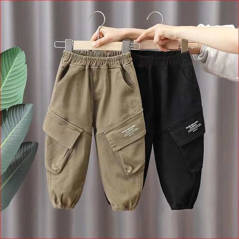 Top Trends: Autumn Kids Solid Cargo Pants Loose Boys Casual Sweatpants 1-7Y Young Children Clothing Spring Jogger Baby Girls Sports Trousers Shoppable Styles