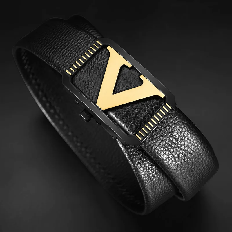 Top Trends: Designer Belts Men High Quality Fashion V Letter Luxury Famous Brand Genuine Leather Belt Men Classic Exquisite Ceinture Homme Shoppable Styles