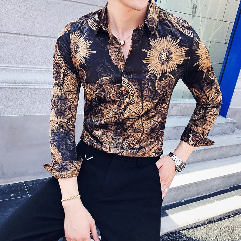 Top Trends: 2023 British Style Men's Business Casual Shirts / Male Slim Fit Printing Leisure Long Sleeve Shirts Tops Plus Size S-4XL Shoppable Styles