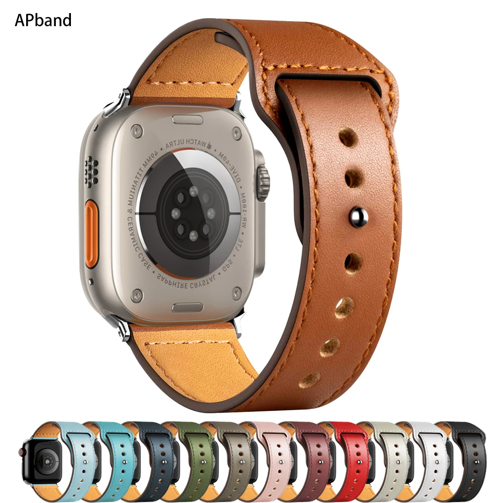 Top Trends: Leather Strap For Apple Watch Band 45mm 44mm 49mm 41mm 40mm 42mm 38mm Wristband Correa Bracelet IWatch Series Ultra 3 5 6 SE 7 8 Shoppable Styles