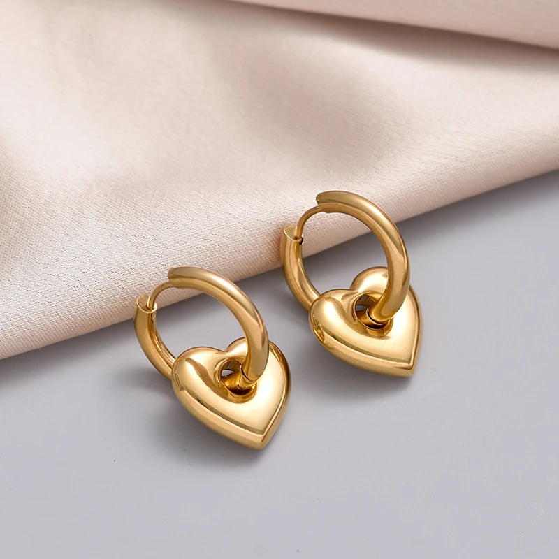 Top Trends: Classic Stainless Steel Heart Star Hoop Earrings For Women Punk Hip Hop Gold Silver Color Y2K Jewelry Female Earrings Oorbellen Shoppable Styles - Image 3