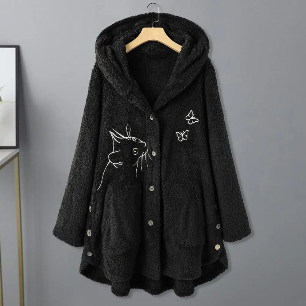 Top Trends: Cardigan Stylish Soft Cozy Cat Pattern Women Winter Coat Outwear Women Hoodie Coat Warm For Outdoor Shoppable Styles