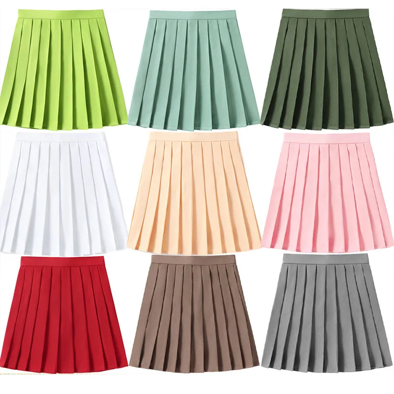 Top Trends: Candy Color High Waist Women Pleated Skirt XS- 5XL JK Summer Japan Preppy Girls Dance Black Mini Skirt Zipper Faldas Mujer Shoppable Styles