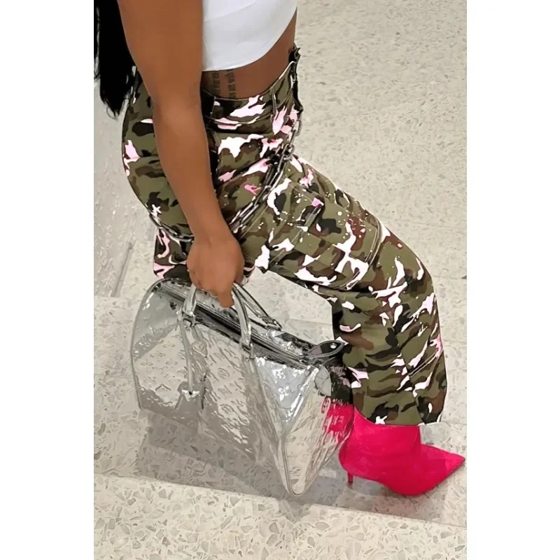 Top Trends: Camouflage Pocket Cargo Pants Women 2023 Autumn New Fashion High Waist Button Fly Loose Straight Leg Pants Y2K Streetwear Shoppable Styles - Image 4