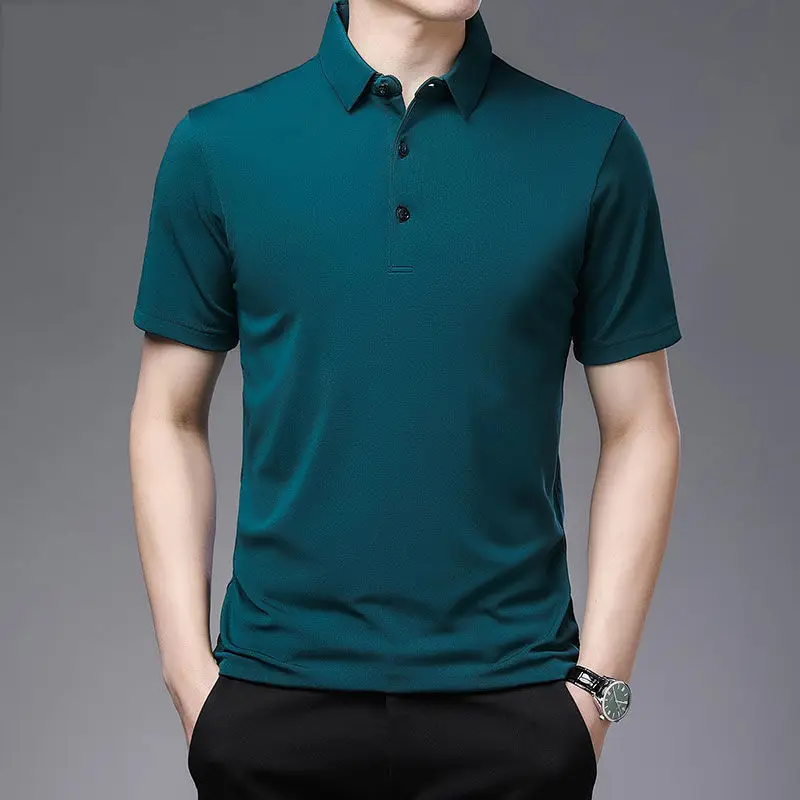 Top Trends: Business Casual Men Solid Short Sleeve Polo Shirts Summer Office Social Male Clothes Basic Streetwear Fashion Loose Casual Tops Shoppable Styles