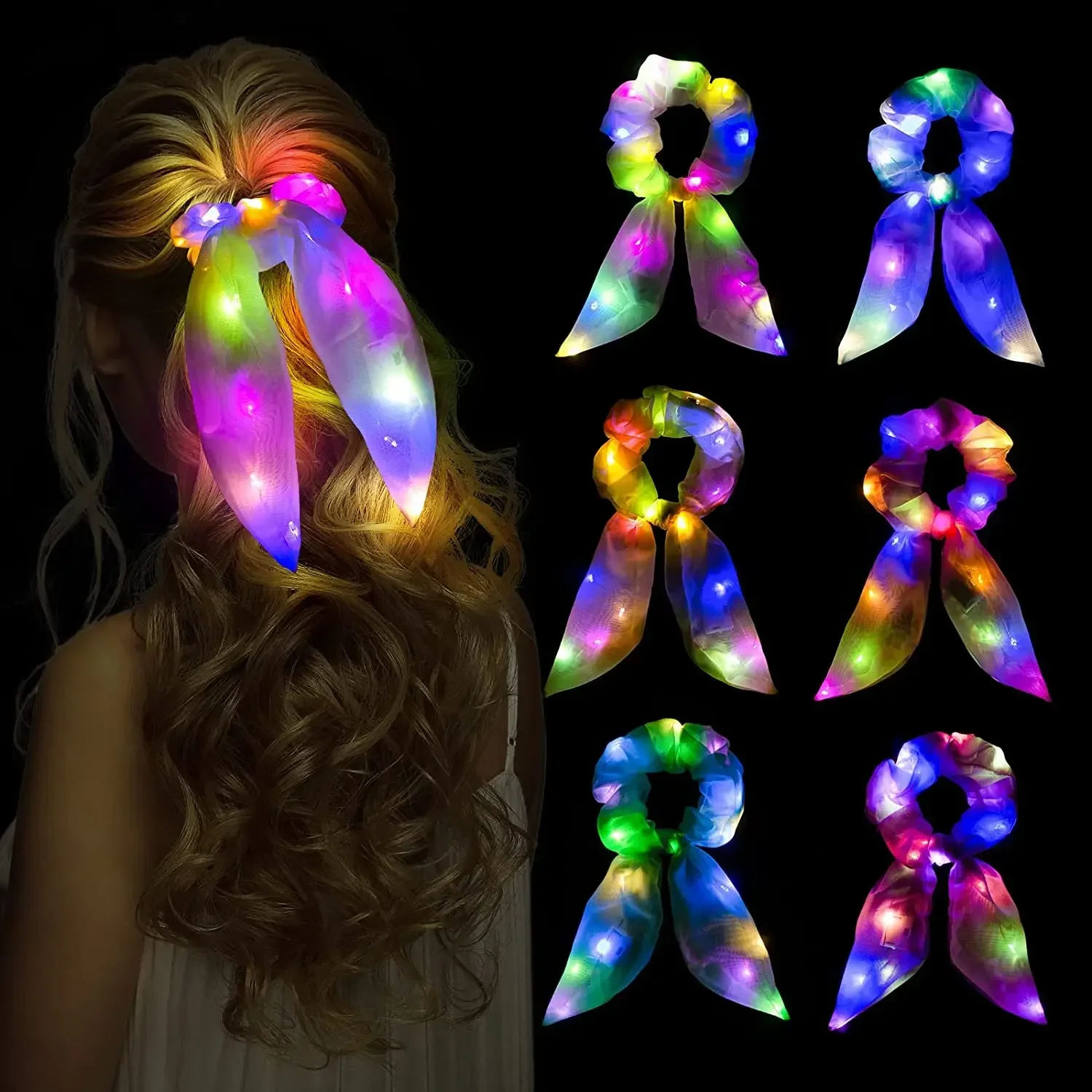 Top Trends: LED Luminous Hair Bands Scrunchies Women Girls New Headwear Hair Rope Simple Wrist Band Rings Rubber Band Hair Accessories Shoppable Styles