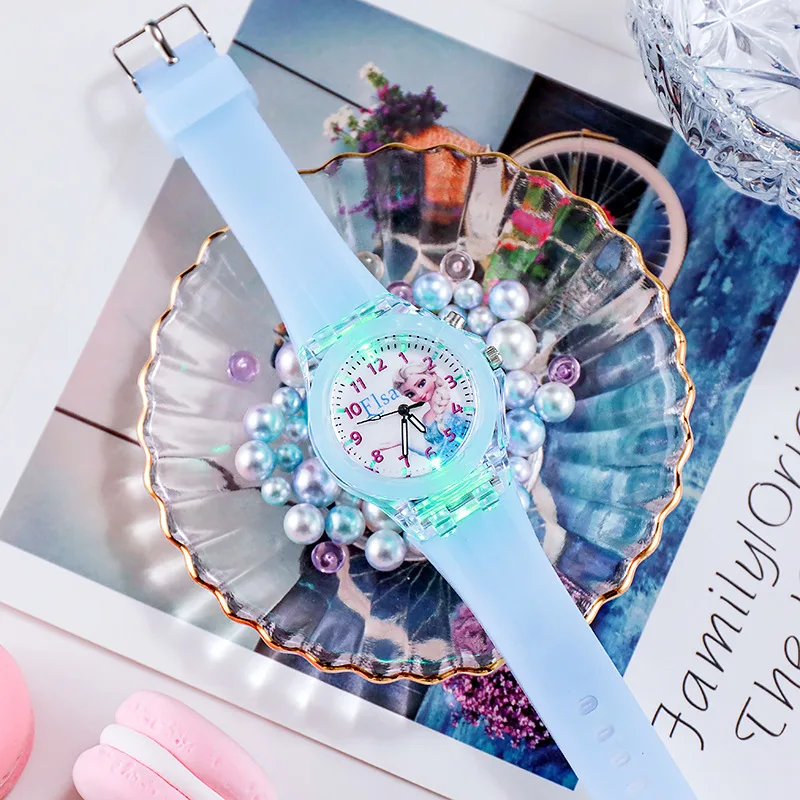 Top Trends: Disney Frozen Princess Watch Aisha Kids Luminous Watch Cute Silicone Colorful Lights Watch Gifts For Girls Kids Watches Shoppable Styles