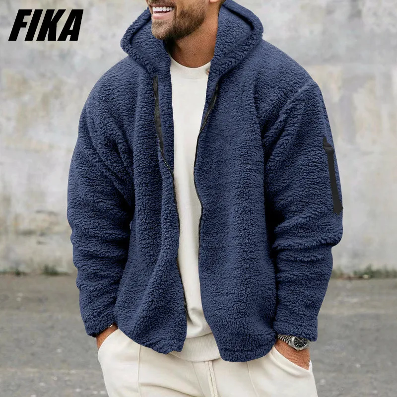 Top Trends: Casual Solid Men&#039;s Zipper Long Sleeve Hooded Jacket Winter Fleece Jacket Men Fashion Outdoor Windproof Plush Warm Coat Outwear Shoppable Styles