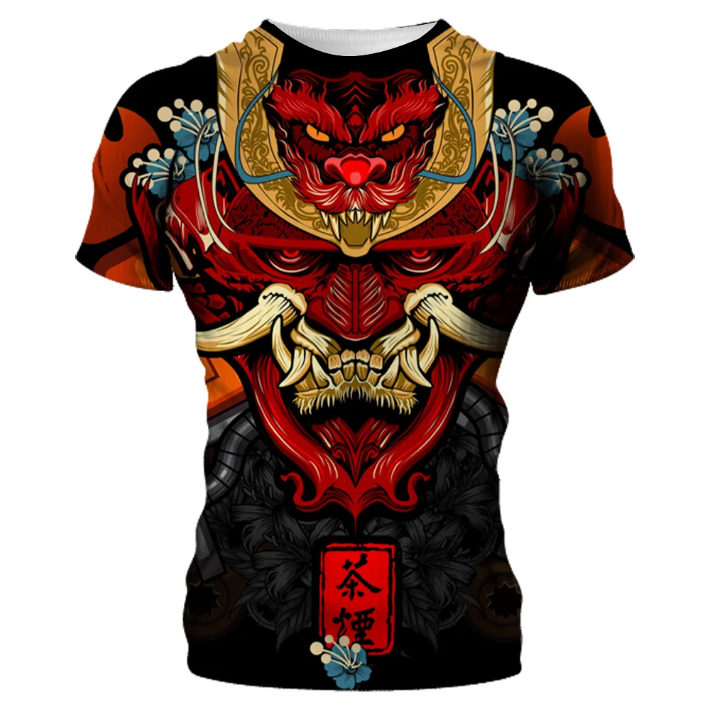 Top Trends: Summer Fashion Cool Samurai Mask Graphic T Shirts Men Personality Harajuku Streetwear 3D Printed O-neck Quick-drying T-shirt Shoppable Styles