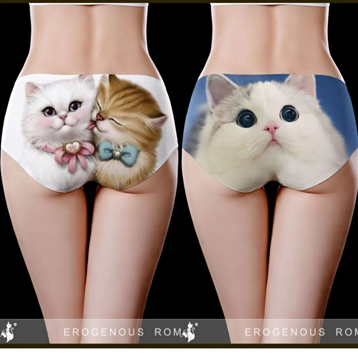 Top Trends: Ice Silk Cat Seamless Panties Summer Women&#039;s Underwear Cartoon Printed Underpanties Half Boxer Lingerie Mid-Waist Briefs Shoppable Styles