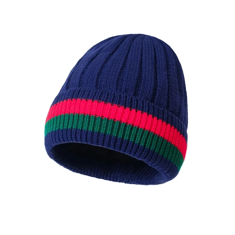 Top Trends: 2020 Winter Autumn Thicken Beanie Hat Women Stripe Knitted Woolen Warm Cotton Brand Couple Women's Knit Hats Skullies Beanies Shoppable Styles - Image 2