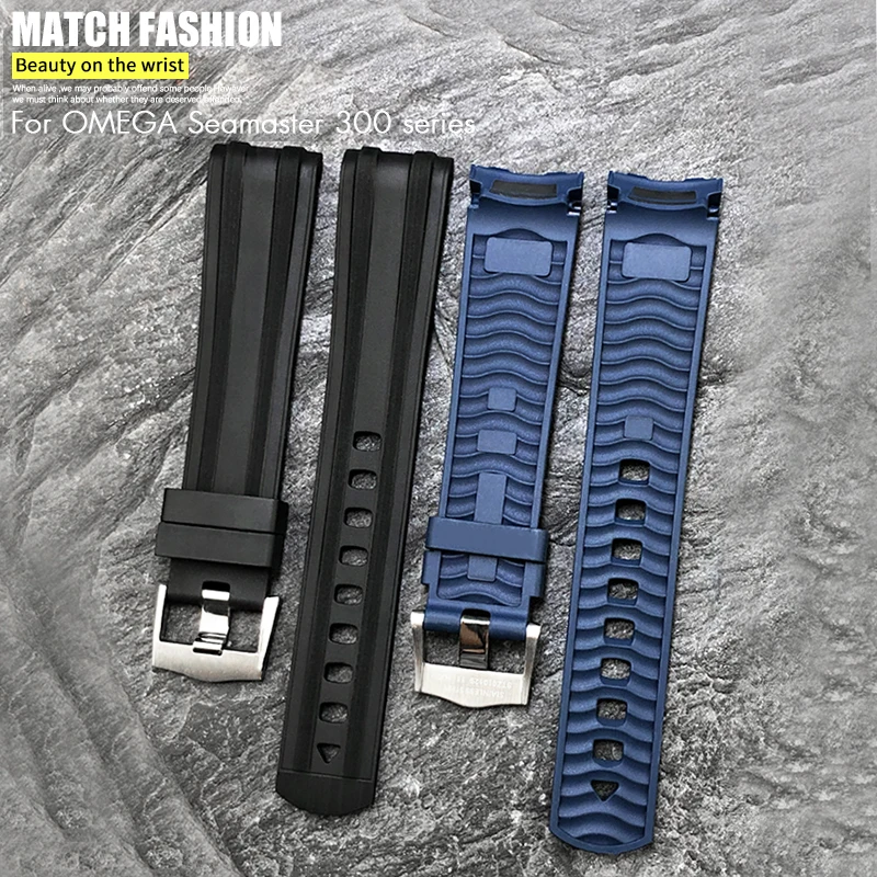 Top Trends: 20mm 21mm 19mm High Quality Fluorous Silicone Rubber Watchband For Omega New Seamaster Diver 300 Black Blue Soft Watch Strap Shoppable Styles