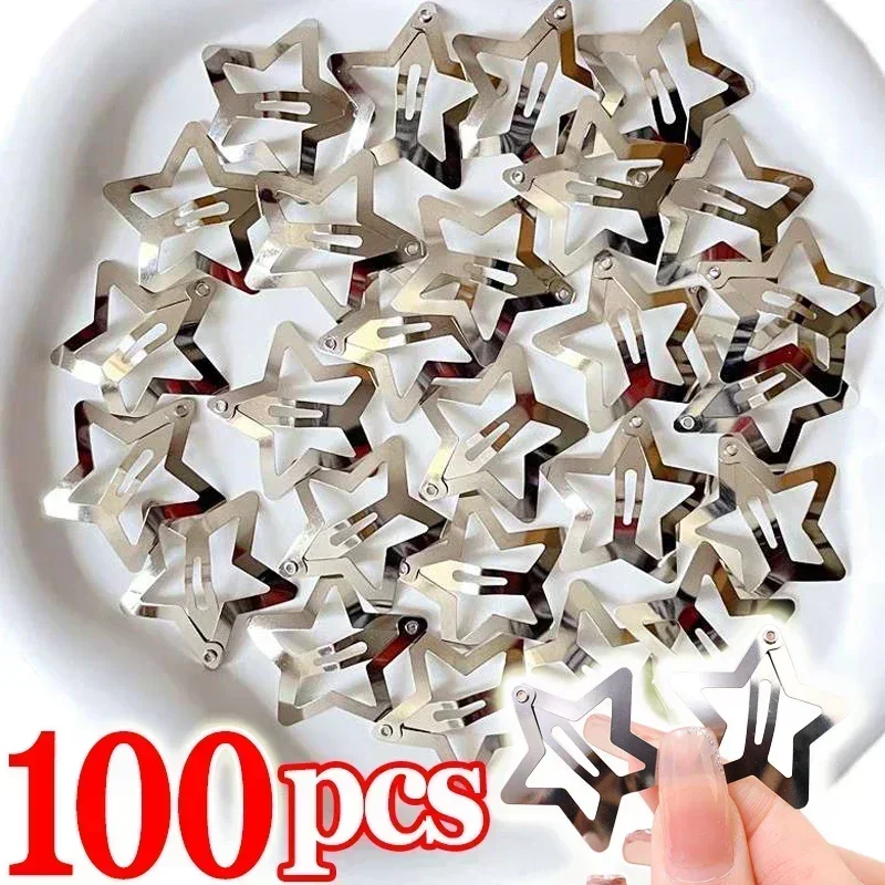 Top Trends: Y2K Silver Star Hair Clips For Girls Pentagram Metal Snap Clip Hairpins Barrettes Hair Grip Jewelry Nickle Free Bobby Pin Shoppable Styles