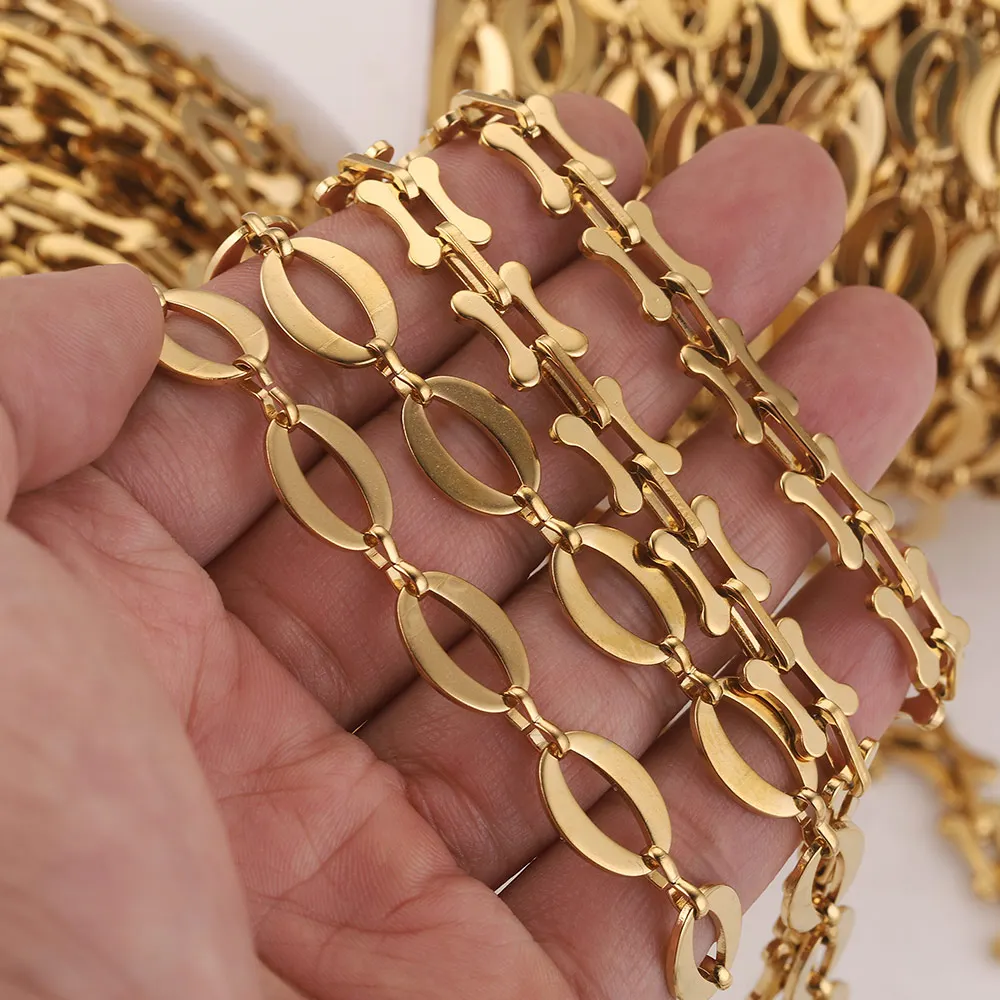 Top Trends: 1 Meter Stainless Steel High Quality Bone Plated Gold Letter O Chain Roll Cuban Chains For Diy Jewelry Making Supplies Make Up Shoppable Styles