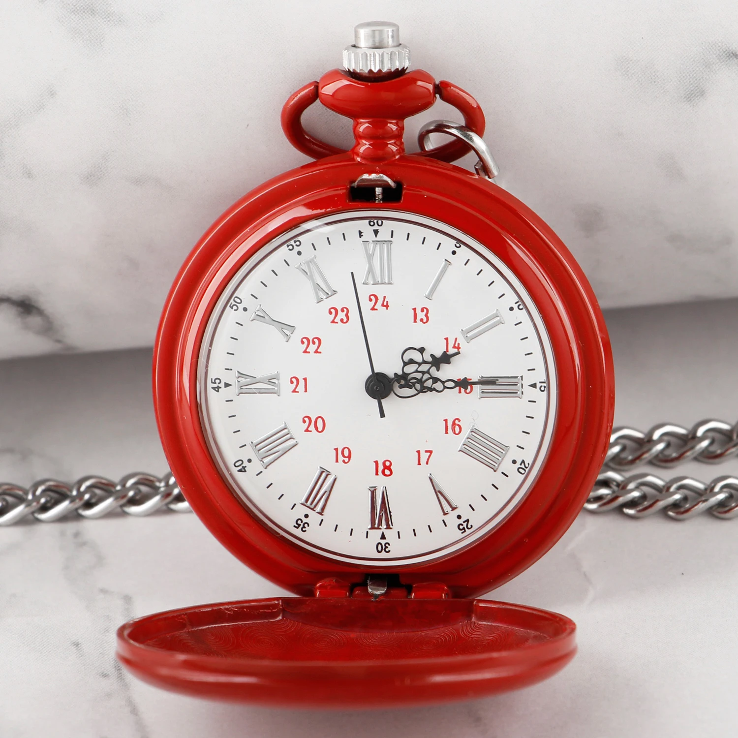 Top Trends: Christmas Best Red Gift Quartz Pocket Watch Vintage High Quality Steel Steampunk Unisex Necklace Clock Accessories Shoppable Styles - Image 3