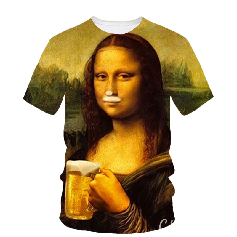 Top Trends: Monalisa Beer 3D Printing T Shirt Man Summer O-Neck Short Sleeve Oversized Top Casual Tee Loose Streetwear Harajaku Shoppable Styles