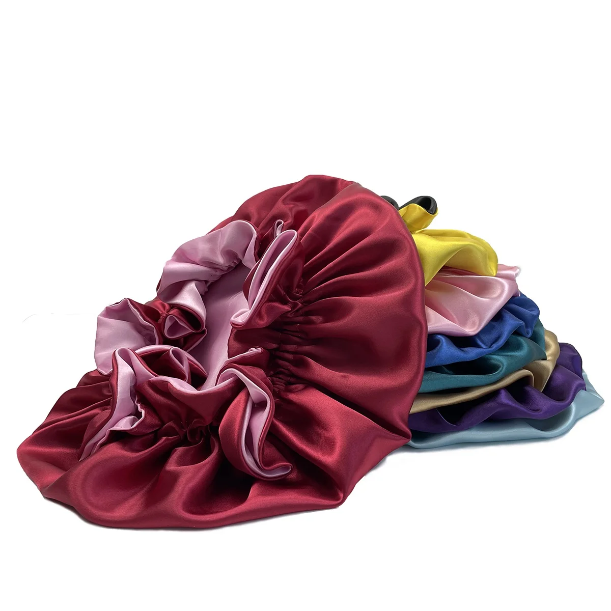 Top Trends: New Solid Women Satin Bonnet Fashion Stain Silky Big Bonnet For Lady Sleep Cap Headwrap Hat Hair Wrap Accessories Wholesale Shoppable Styles - Image 5