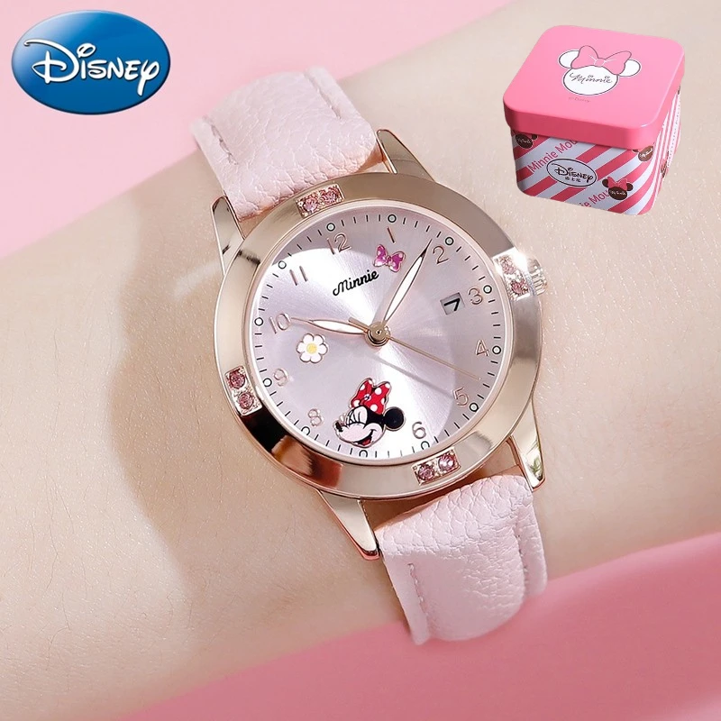 Top Trends: Disney Cartoon Minnie Girl Watch Women Calendar Gift Quartz Clock Cute Crystal Kids Children Birthday Present Relogio Feminino Shoppable Styles