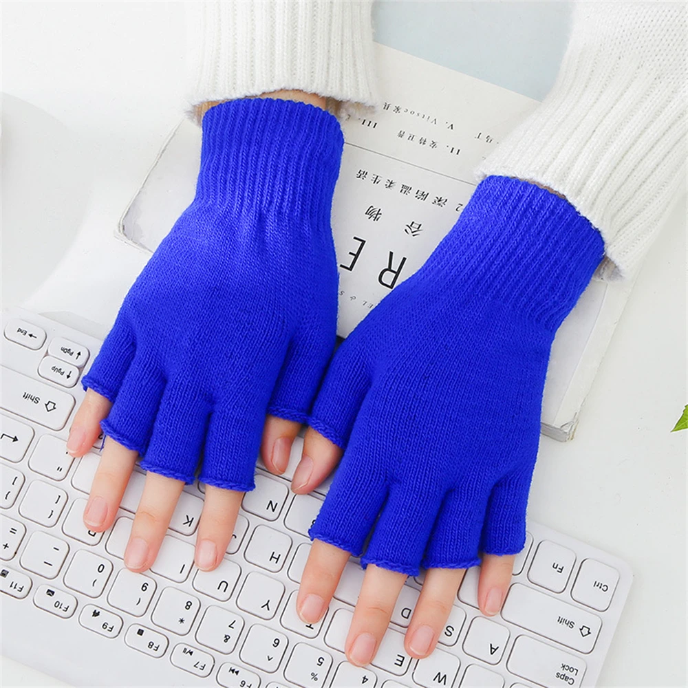 Top Trends: Men And Women Lovers Pure Color Acrylic Knitted Warm Half Gloves Students Write Office Work Gloves ST-060 Shoppable Styles - Image 6