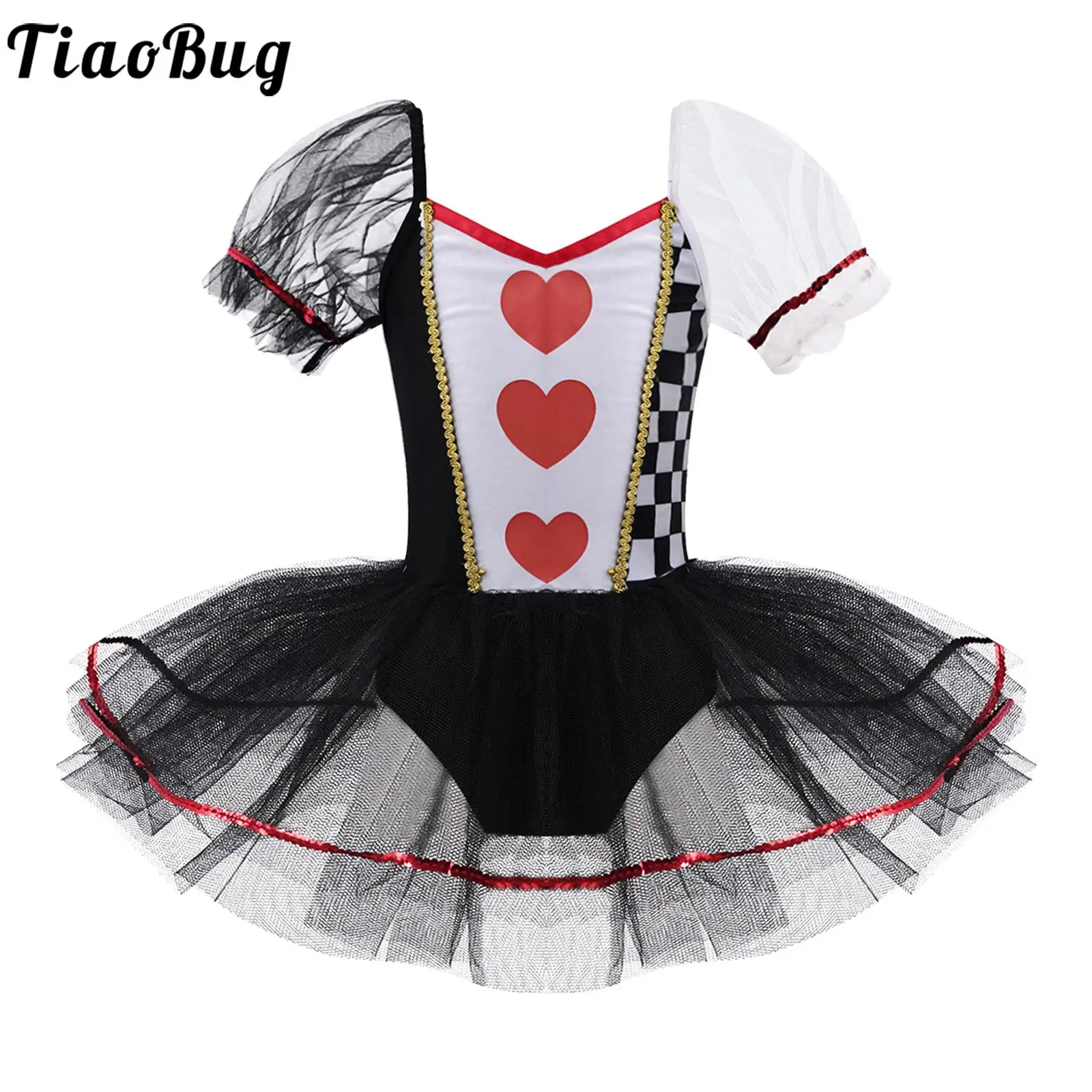 Top Trends: Kids Girls Queen Of Heart Costume Short Sleeves Mesh Tutu Dress Children Halloween Cosplay Party Carnival Fancy Dress Up Shoppable Styles