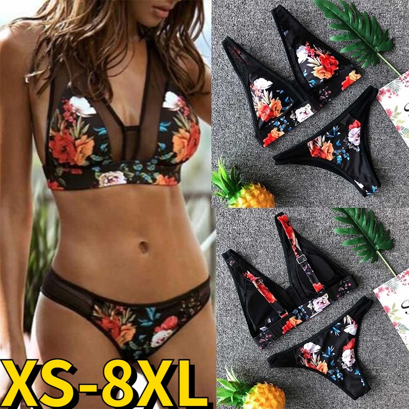 Top Trends: 2022 New Women Summer Two-piece Set Floral Print Bikini Set Female Sexy Swimsuit Beach Wear Summer Loose Size Bath Suit XS-8XL Shoppable Styles