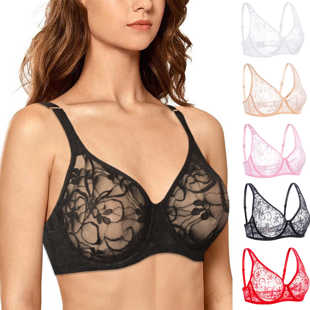 Top Trends: Womens Underwear Plus Size Lace Bras Mesh Underwire Hollow Out Embroidery Exquisite Charm Sexy Lingerie Brassiere BH Tops Shoppable Styles