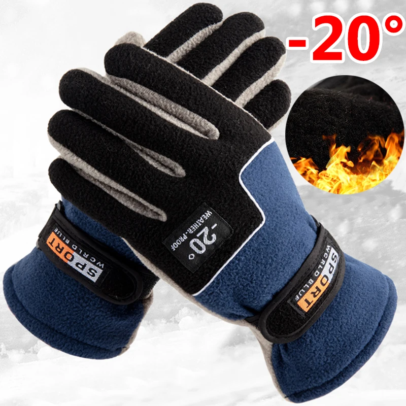 Top Trends: Men Winter Fleece Thermal Glove Motorcycle Thermal Warm Gloves Polar Fleece Mittens For Men Snow Sport Windproof Non-Slip Gloves Shoppable Styles