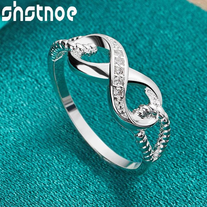 Top Trends: SHSTONE Beautiful 925 Sterling Silver Rings Inlay Zircon Numeral 8 Ring For Women Charm Jewelry Bridal Wedding Engagement Bands Shoppable Styles