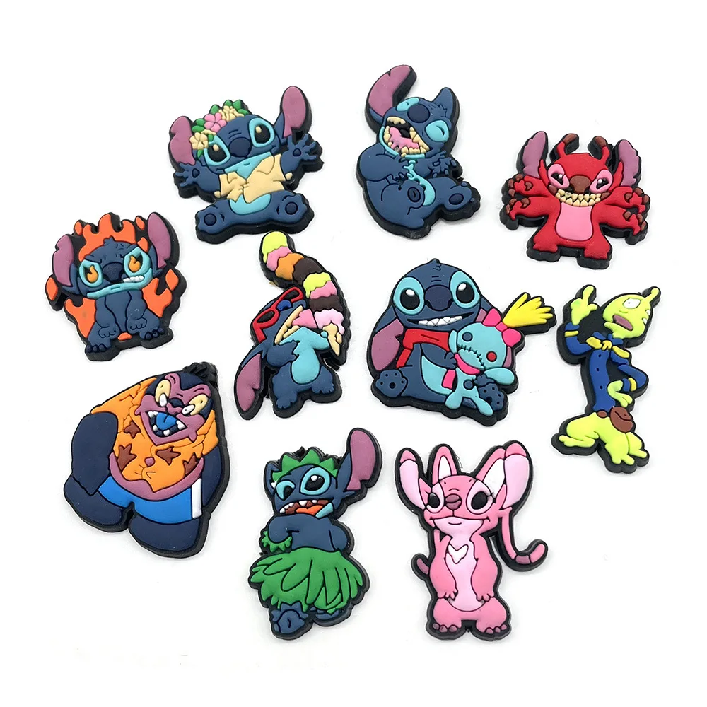 Top Trends: 10Styles Cute Cartoon Stitch For Crocs Decoration PVC Shoe Charms DIY Shoe Aceessories For Croc Sandals Buckle Shoe Lace Charm Shoppable Styles