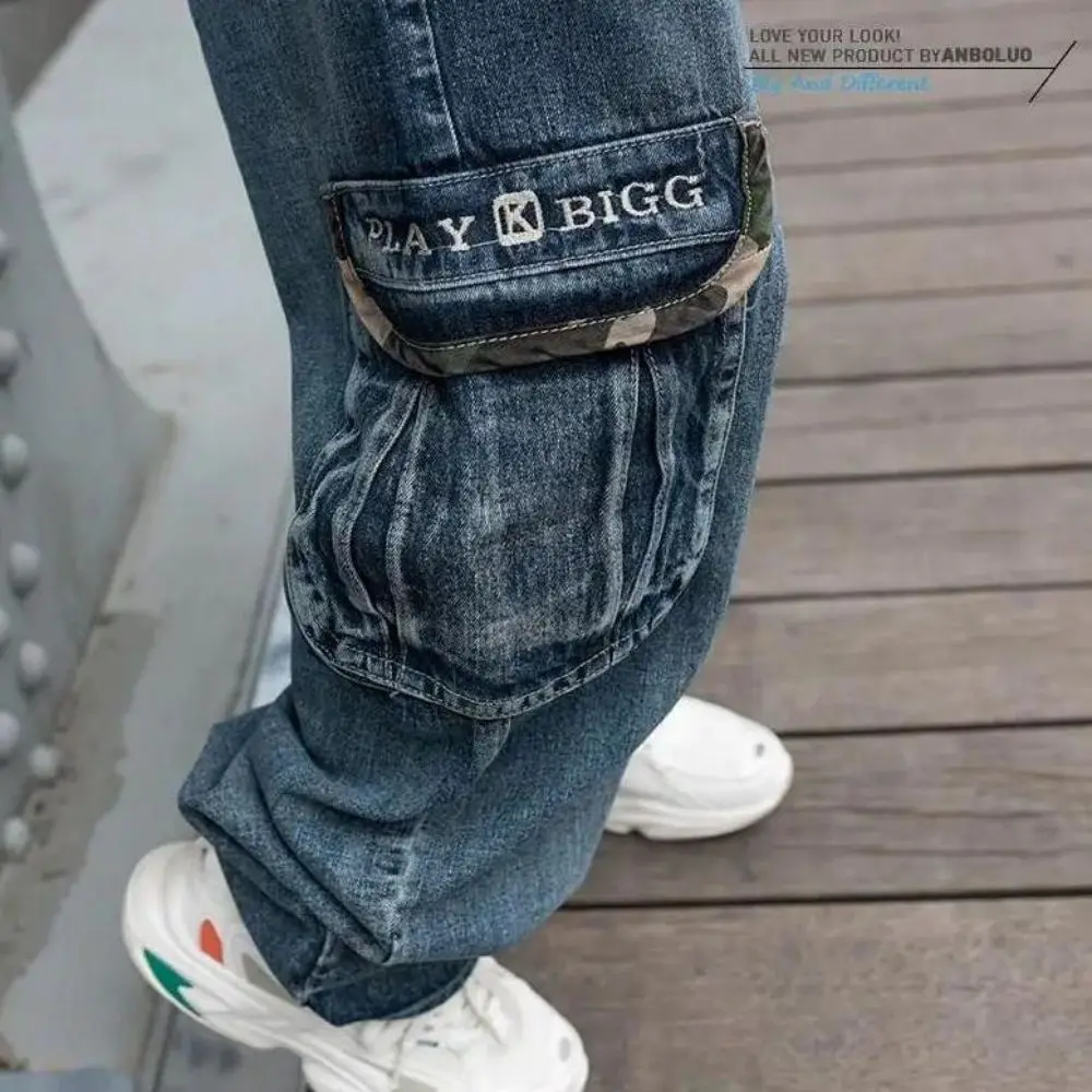 Top Trends: Men Jeans Fashion Blue Baggy Multi Pockets Hip Hop Designer Skateboard Loose Large Size Printed Streetwear Harajuku Shoppable Styles - Image 6