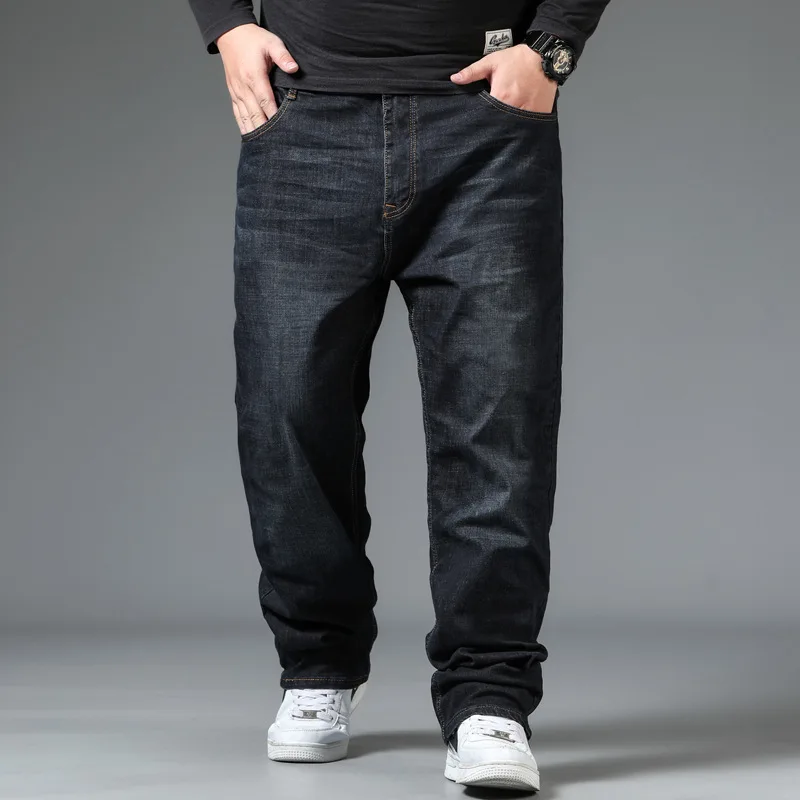 Top Trends: Men's Large Plus Size Baggy Jeans Elastic Band 10XL Oversize High Waist Loose Pant Husband Fat Loose Black Male Denim Trouser Shoppable Styles - Image 3