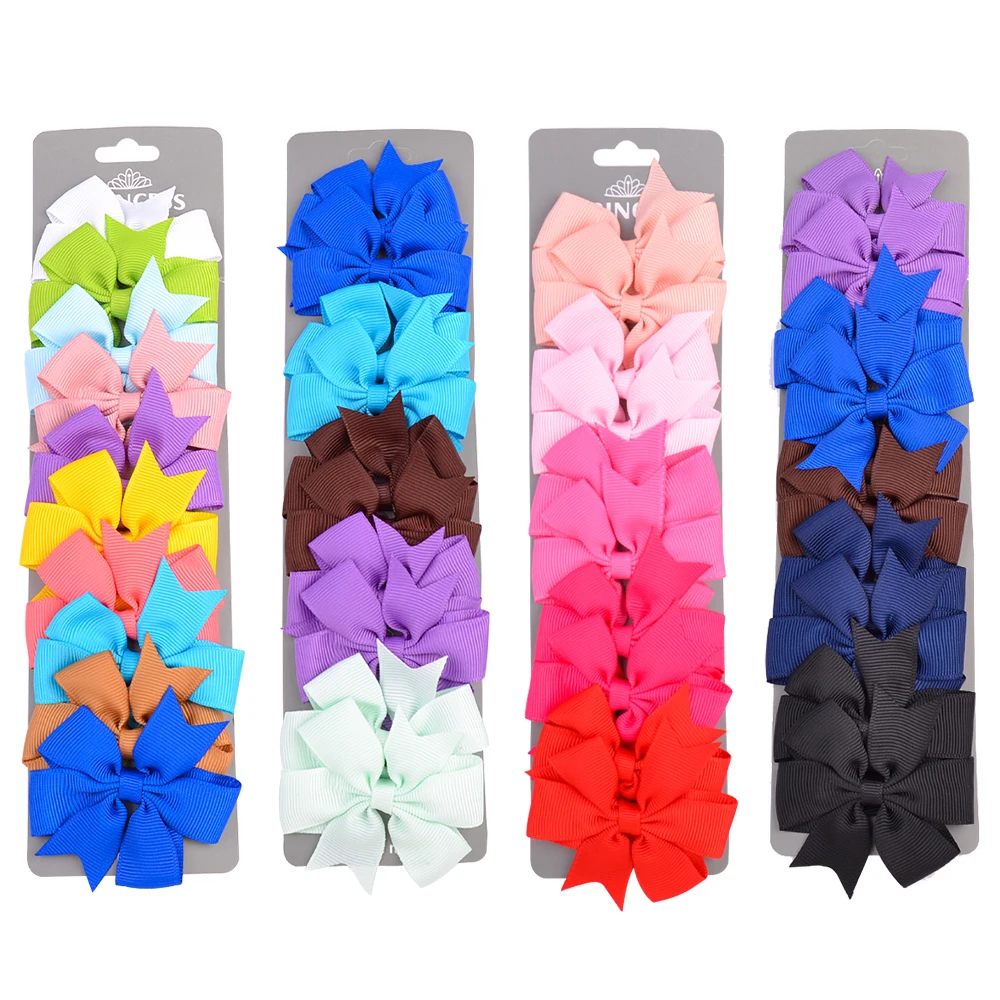 Top Trends: 10PCS / Set Winter Solid Grosgrain Ribbon Hair Bows With Clips Girls Small Bow For Children Headwear DIY Kids Hair Accessories 434 Shoppable Styles